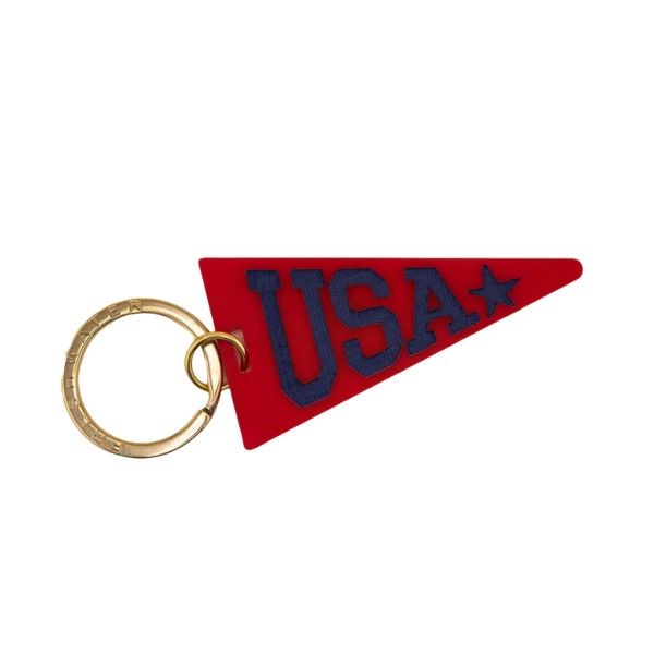 Silver USA Pennant Flag Acrylic Keychain Dickinson Jewelers Dunkirk, MD
