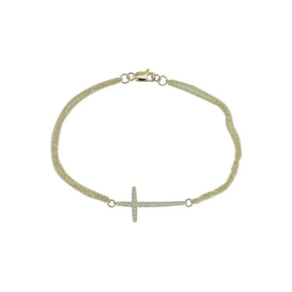 14k Yellow Gold Diamond Cross Bracelet Dickinson Jewelers Dunkirk, MD