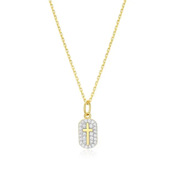 14k Gold Plated Cross Tag Pendant Dickinson Jewelers Dunkirk, MD