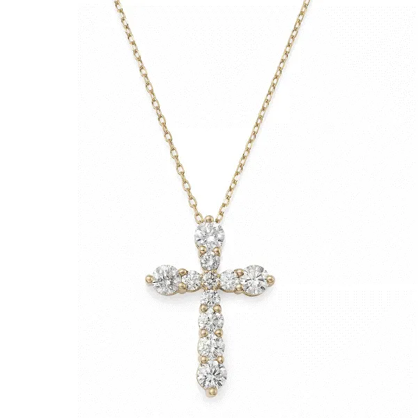 14Kt Yellow Tapered Diamond Cross Pendant Dickinson Jewelers Dunkirk, MD