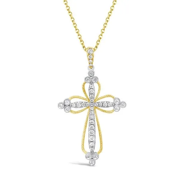 14k Yellow-White Gold Diamond Cross Pendant Dickinson Jewelers Dunkirk, MD