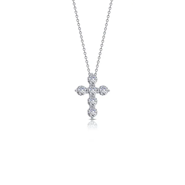 SS/Plat Bonded Lassaire Simulated Diamond Cross Pendant Dickinson Jewelers Dunkirk, MD