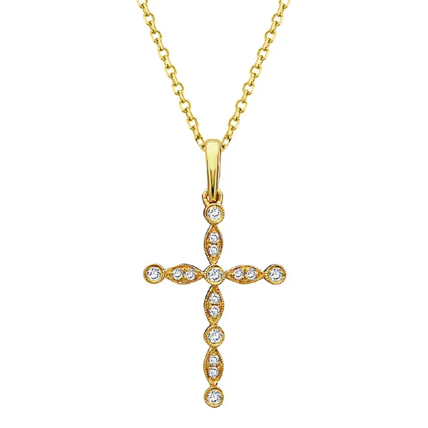 14Kt Yellow Gold Milgrain Accented Cross Pendant Dickinson Jewelers Dunkirk, MD