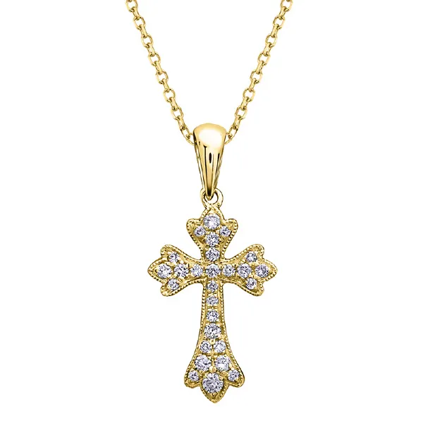 14Kt Yellow Gold Milgrain Accented Cross Pendant Dickinson Jewelers Dunkirk, MD