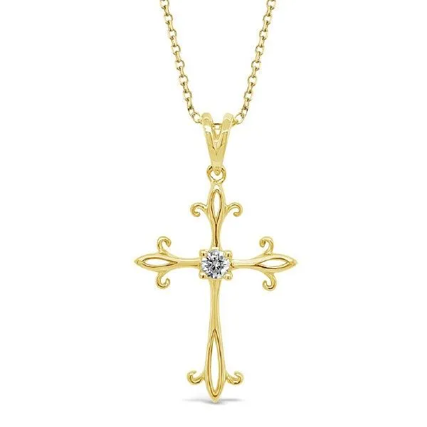 14Kt Yellow Gold Fancy Single Diamond Cross Pendant Dickinson Jewelers Dunkirk, MD