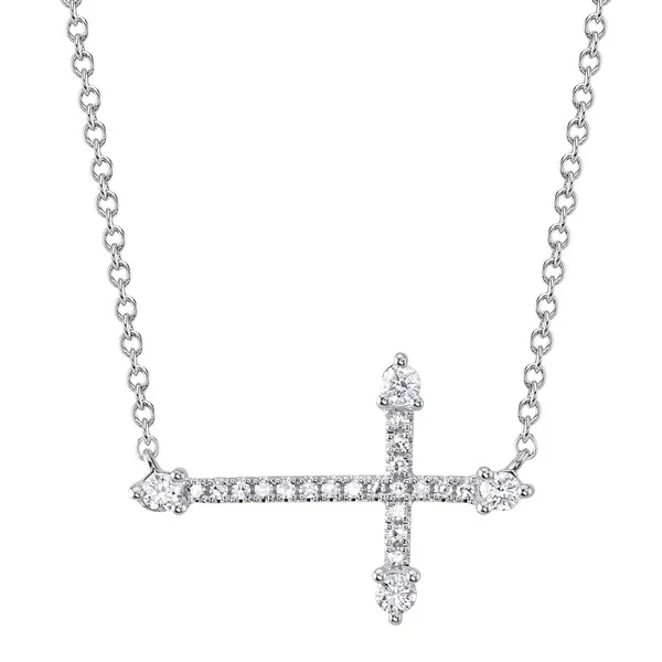 14Kt Sideways Diamond Cross Necklace Dickinson Jewelers Dunkirk, MD