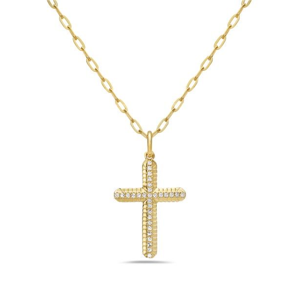 14K Yellow Gold Diamond Cross Pendant Dickinson Jewelers Dunkirk, MD