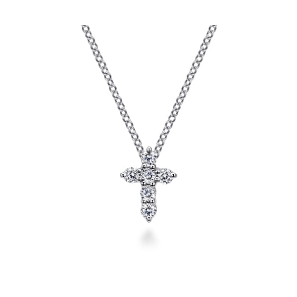 14K White Gold Petite Diamond Cross Pendant Dickinson Jewelers Dunkirk, MD
