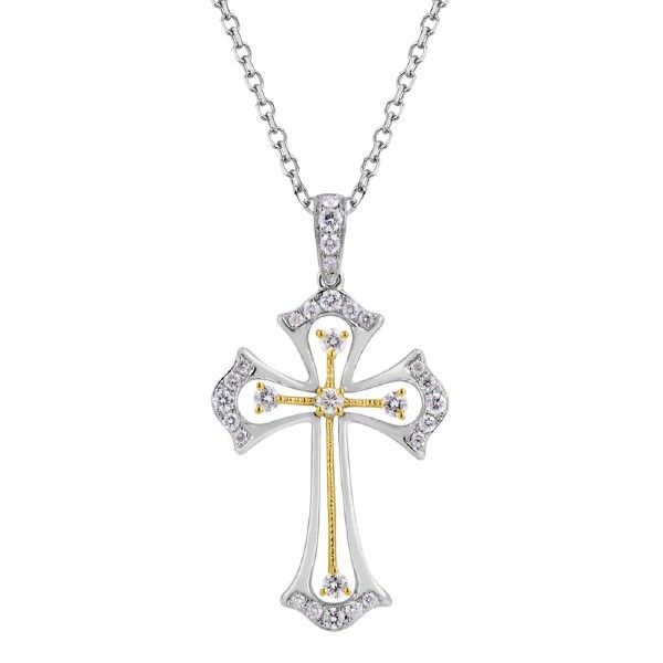 14Kt Yellow-White Gold Fancy Diamond Cross Pendant Dickinson Jewelers Dunkirk, MD