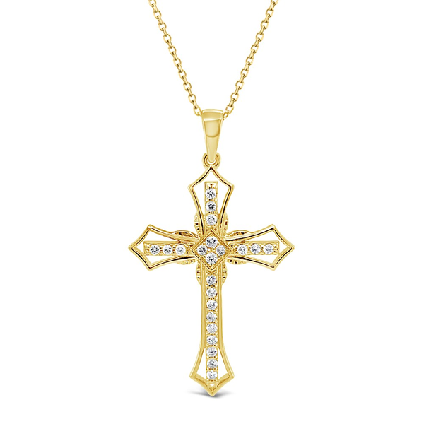 14K Yellow Gold Diamond Double Cross Pendant Dickinson Jewelers Dunkirk, MD