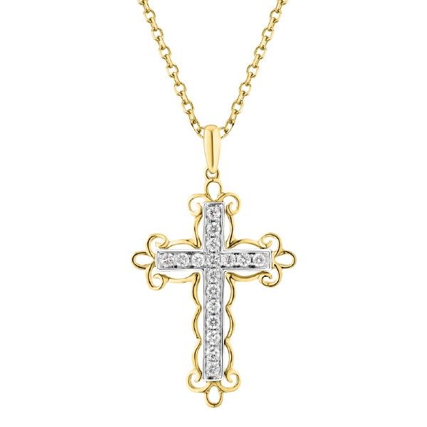 14k Yellow-White Gold Diamond Cross Pendant Dickinson Jewelers Dunkirk, MD