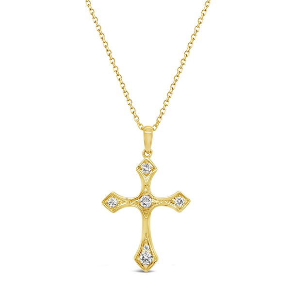 14K Yellow Gold Diamond Cross Pendant Dickinson Jewelers Dunkirk, MD