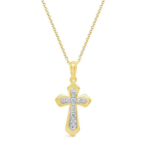 14K Yellow-White Gold Diamond Cross Pendant Dickinson Jewelers Dunkirk, MD