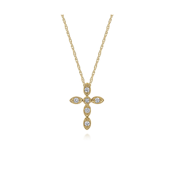 14k White Gold Diamond Cross Necklace Dickinson Jewelers Dunkirk, MD