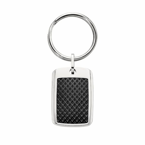 Men's Stainless Steel And Black Textured Key Ring Dickinson Jewelers Dunkirk, MD