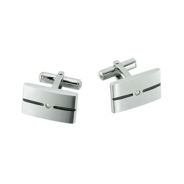 Men's Stainless Steel Diamond Cufflinks Dickinson Jewelers Dunkirk, MD