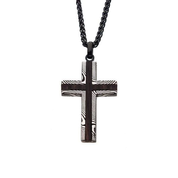 Men's Black Plated Stainless Steel Damascus Cross Pendant Dickinson Jewelers Dunkirk, MD