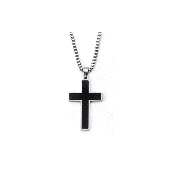 Men's Black Solid Carbon Fiber Cross Pendant Dickinson Jewelers Dunkirk, MD