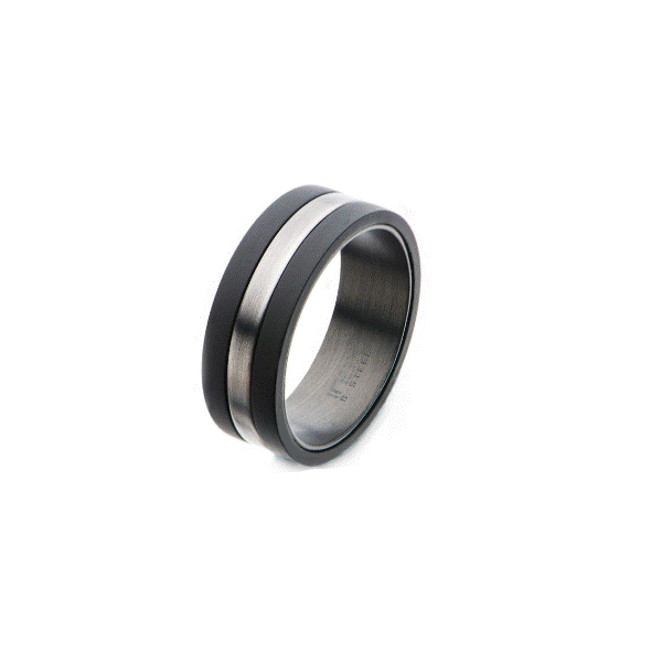 Solid Carbon and Stainless Steel Nero Ring - Sz 12 Dickinson Jewelers Dunkirk, MD