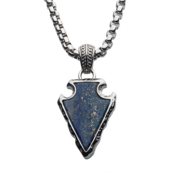 Stainless Steel and Lapis Lazuli Arrowhead Pendant Dickinson Jewelers Dunkirk, MD