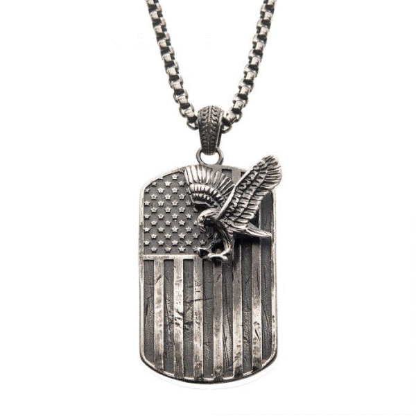 Stainless Steel Rugged American Flag Pendant Dickinson Jewelers Dunkirk, MD