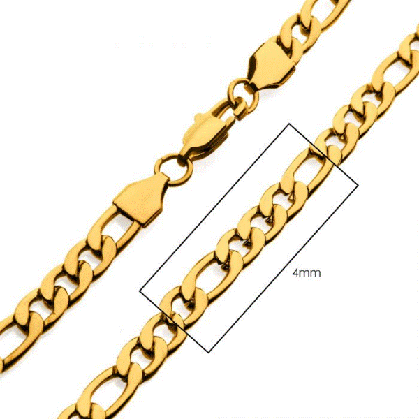 Mens Stainless Steel Figaro Link Chain Necklace 32 inch