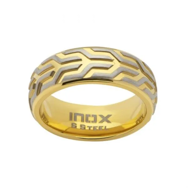 Men's 18k Gold Plated Stainless Chevron Spearhead Ring Dickinson Jewelers Dunkirk, MD