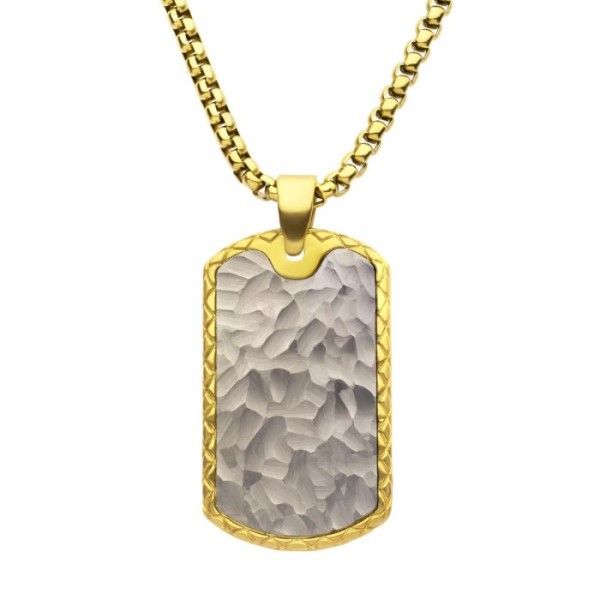 Men's 18k Gold Plated Stainless Steel Dog Tag Pendant Dickinson Jewelers Dunkirk, MD