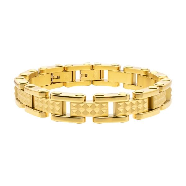 Men's Matte Finish Pyramid Stud Link Bracelet Dickinson Jewelers Dunkirk, MD