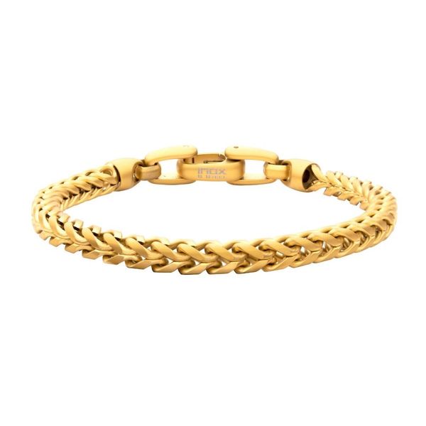 18Kt Gold IP Steel Sandblast Franco Chain Bracelet Dickinson Jewelers Dunkirk, MD