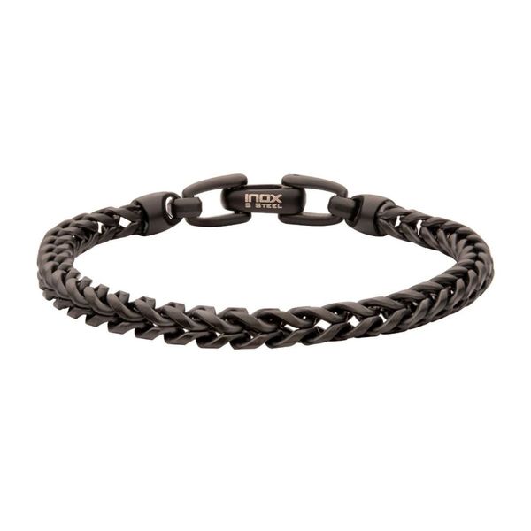 Men's Black IP Steel Sandblast Franco Chain Bracelet Dickinson Jewelers Dunkirk, MD