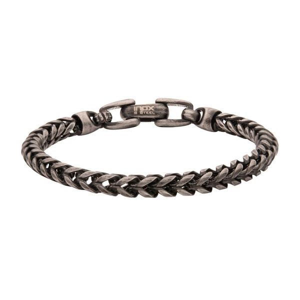 Black IP Steel Sandblast Franco Chain Bracelet Dickinson Jewelers Dunkirk, MD