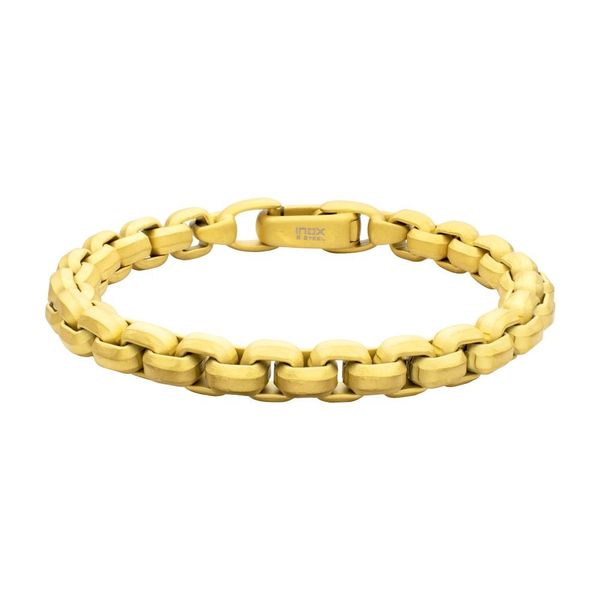 18Kt Gold IP Bold Box Chain Bracelet Dickinson Jewelers Dunkirk, MD