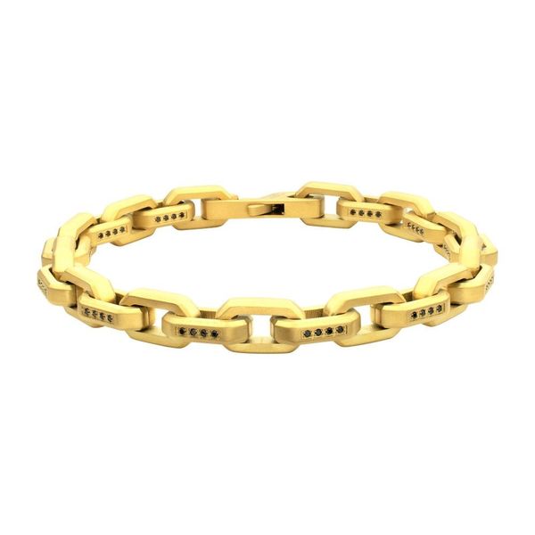 18Kt Gold IP Interlock Link Chain Bracelet Dickinson Jewelers Dunkirk, MD