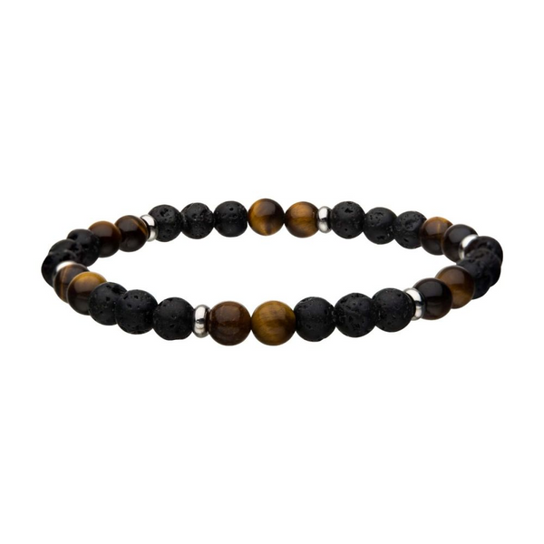 Lava & Tiger Eye Yellow Beads Bracelet Dickinson Jewelers Dunkirk, MD