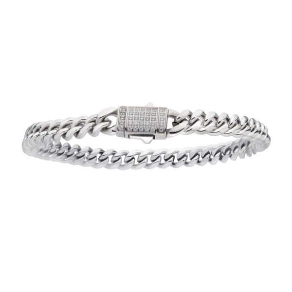 Stainless Steel CZ Miami Cuban Chain Bracelet Dickinson Jewelers Dunkirk, MD