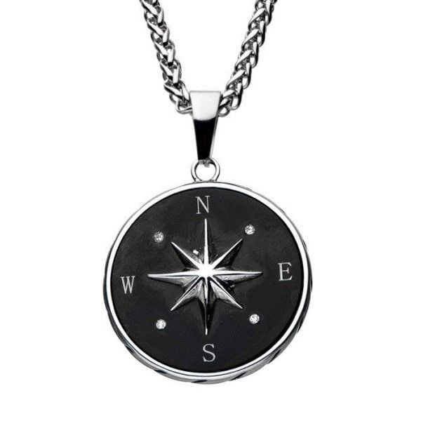 Compass Pendant with Steel Chain Dickinson Jewelers Dunkirk, MD