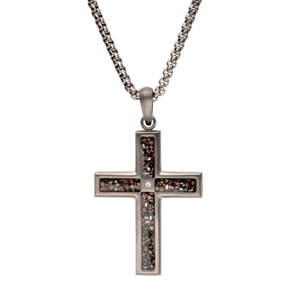 Gun Metal Dinosaur Bone Inlay Cross Pendant Dickinson Jewelers Dunkirk, MD