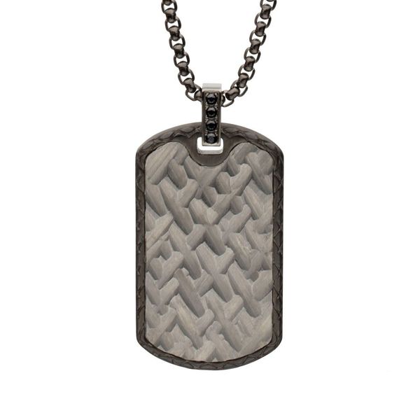 Men's Gun Metal IP Steel Chiseled Dog Tag Pendant Dickinson Jewelers Dunkirk, MD