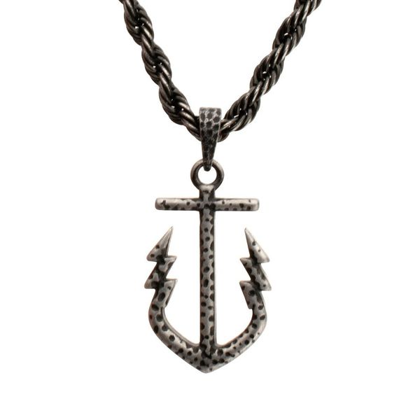 Gun Metal Neptune Anchor Pendant on Rope Chain Dickinson Jewelers Dunkirk, MD