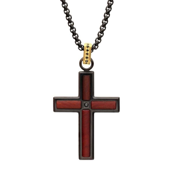 Men's Matte Finish Black IP Steel Sandalwood Cross Pendant Dickinson Jewelers Dunkirk, MD