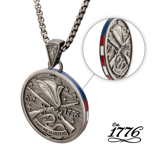 Stainless Steel Minuteman Medallion Pendant Necklace Dickinson Jewelers Dunkirk, MD