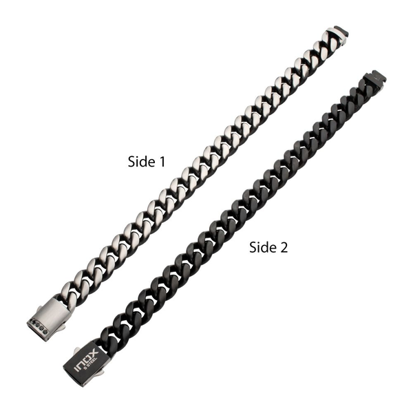Men's 12mm Black IP Matte Steel Cuban Chain Bracelet Image 2 Dickinson Jewelers Dunkirk, MD