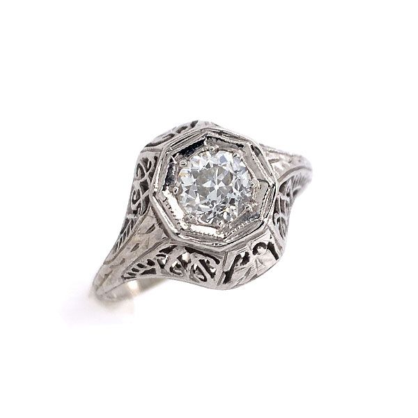 18k White Gold Old Mine Cut Diamond Ring Dickinson Jewelers Dunkirk, MD