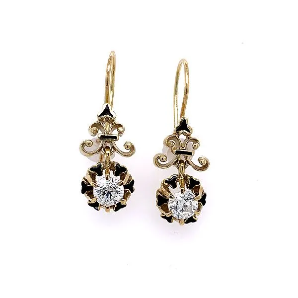 14k Yellow Gold Black Enamel And Diamond Earrings Dickinson Jewelers Dunkirk, MD