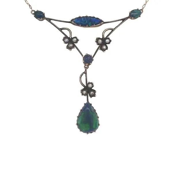 10k White Gold Black Opal And Pearl Necklace Dickinson Jewelers Dunkirk, MD