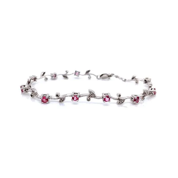 10k White Gold Diamond And Pink Topaz Bracelet Dickinson Jewelers Dunkirk, MD