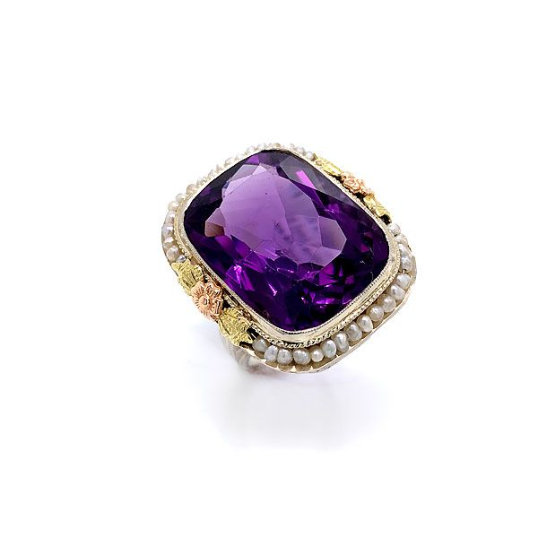 14k White Gold Amethyst And Seed Pearl Ring Dickinson Jewelers Dunkirk, MD