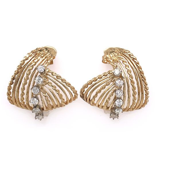 14k Yellow Gold Diamond Earrings Dickinson Jewelers Dunkirk, MD