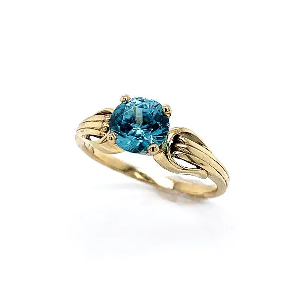 Yellow Gold Blue Zircon Ring Dickinson Jewelers Dunkirk, MD